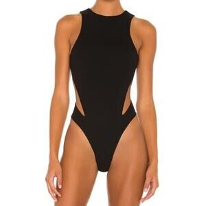 Atoir Black Bianca Racerback Stretchy Scuba Fabric Side Cutouts Bodysuit Sz 2